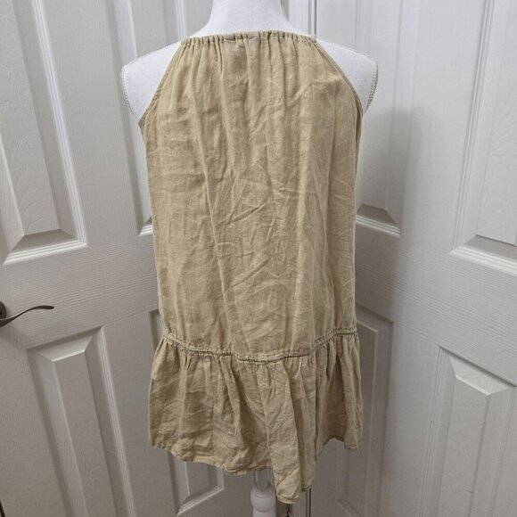 J. Crew Mini Dress Womens Small Halter Sleeveless Tan Linen Drop Waist Coastal - Picture 2 of 13